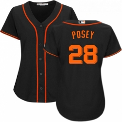 Womens Majestic San Francisco Giants 28 Buster Posey Authentic Black Alternate Cool Base MLB Jersey
