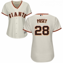 Womens Majestic San Francisco Giants 28 Buster Posey Authentic Cream Home Cool Base MLB Jersey