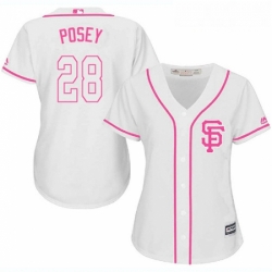 Womens Majestic San Francisco Giants 28 Buster Posey Authentic White Fashion Cool Base MLB Jersey