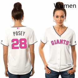 Womens Majestic San Francisco Giants 28 Buster Posey Authentic White Mothers Day Cool Base MLB Jersey