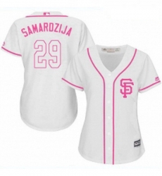 Womens Majestic San Francisco Giants 29 Jeff Samardzija Replica White Fashion Cool Base MLB Jersey