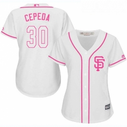 Womens Majestic San Francisco Giants 30 Orlando Cepeda Authentic White Fashion Cool Base MLB Jersey