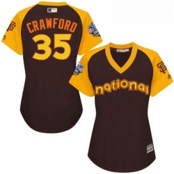 Womens Majestic San Francisco Giants 35 Brandon Crawford Authentic Brown 2016 All Star National League BP Cool Base MLB Jersey