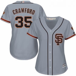 Womens Majestic San Francisco Giants 35 Brandon Crawford Authentic Grey Road 2 Cool Base MLB Jersey