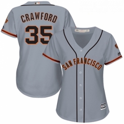 Womens Majestic San Francisco Giants 35 Brandon Crawford Replica Grey Road Cool Base MLB Jersey