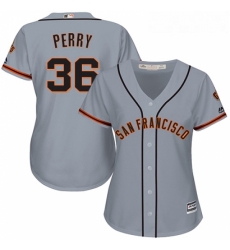 Womens Majestic San Francisco Giants 36 Gaylord Perry Replica Grey Road Cool Base MLB Jersey