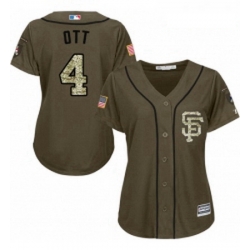 Womens Majestic San Francisco Giants 4 Mel Ott Authentic Green Salute to Service MLB Jersey