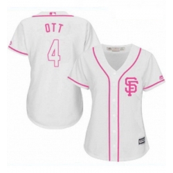 Womens Majestic San Francisco Giants 4 Mel Ott Replica White Fashion Cool Base MLB Jersey