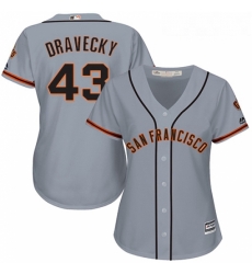 Womens Majestic San Francisco Giants 43 Dave Dravecky Authentic Grey Road Cool Base MLB Jersey