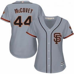 Womens Majestic San Francisco Giants 44 Willie McCovey Replica Grey Road 2 Cool Base MLB Jersey