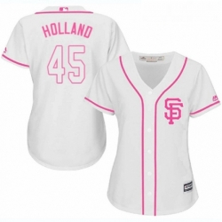 Womens Majestic San Francisco Giants 45 Derek Holland Authentic White Fashion Cool Base MLB Jersey 