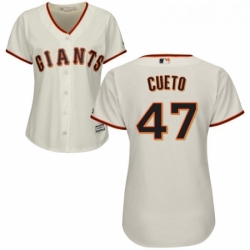Womens Majestic San Francisco Giants 47 Johnny Cueto Authentic Cream Home Cool Base MLB Jersey