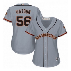 Womens Majestic San Francisco Giants 56 Tony Watson Authentic Grey Road Cool Base MLB Jersey 