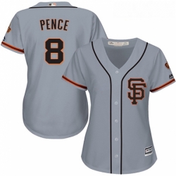 Womens Majestic San Francisco Giants 8 Hunter Pence Authentic Grey Road 2 Cool Base MLB Jersey