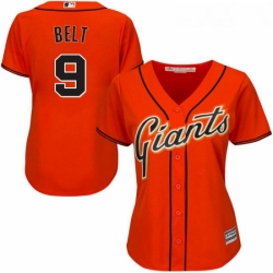 Womens Majestic San Francisco Giants 9 Brandon Belt Authentic Orange Alternate Cool Base MLB Jersey
