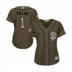 Womens San Francisco Giants 1 Kevin Pillar Authentic Green Salute to Service Baseball Jersey 