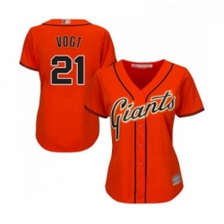 Womens San Francisco Giants 21 Stephen Vogt Replica Orange Alternate Cool Base Baseball Jersey 
