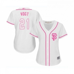 Womens San Francisco Giants 21 Stephen Vogt Replica White Fashion Cool Base Baseball Jersey 