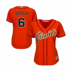 Womens San Francisco Giants 6 Steven Duggar Replica Orange Alternate Cool Base Baseball Jersey 