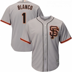 Youth Majestic San Francisco Giants 1 Gregor Blanco Authentic Grey Road 2 Cool Base MLB Jersey 