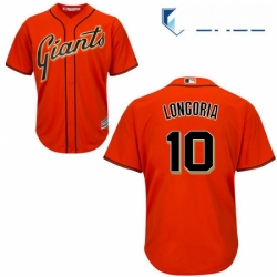 Youth Majestic San Francisco Giants 10 Evan Longoria Authentic Orange Alternate Cool Base MLB Jersey 