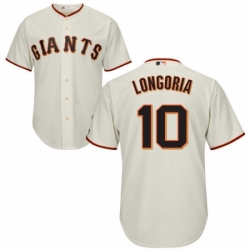 Youth Majestic San Francisco Giants 10 Evan Longoria Replica Cream Home Cool Base MLB Jersey 