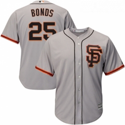 Youth Majestic San Francisco Giants 25 Barry Bonds Replica Grey Road 2 Cool Base MLB Jersey