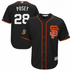 Youth Majestic San Francisco Giants 28 Buster Posey Authentic Black 2017 Spring Training Cool Base MLB Jersey