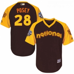 Youth Majestic San Francisco Giants 28 Buster Posey Authentic Brown 2016 All Star National League BP Cool Base MLB Jersey