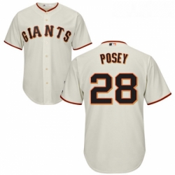 Youth Majestic San Francisco Giants 28 Buster Posey Authentic Cream Home Cool Base MLB Jersey