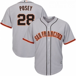 Youth Majestic San Francisco Giants 28 Buster Posey Authentic Grey Road Cool Base MLB Jersey