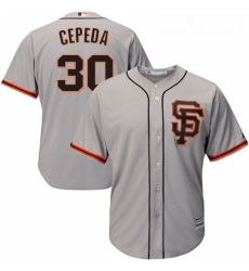 Youth Majestic San Francisco Giants 30 Orlando Cepeda Authentic Grey Road 2 Cool Base MLB Jersey