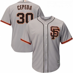 Youth Majestic San Francisco Giants 30 Orlando Cepeda Authentic Grey Road 2 Cool Base MLB Jersey