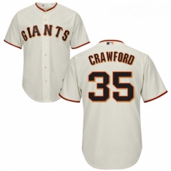 Youth Majestic San Francisco Giants 35 Brandon Crawford Replica Cream Home Cool Base MLB Jersey