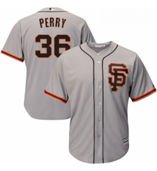 Youth Majestic San Francisco Giants 36 Gaylord Perry Authentic Grey Road 2 Cool Base MLB Jersey