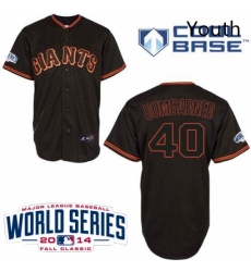 Youth Majestic San Francisco Giants 40 Madison Bumgarner Authentic Black Cool Base w2014 World Series Patch MLB Jersey