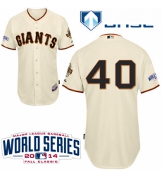 Youth Majestic San Francisco Giants 40 Madison Bumgarner Authentic Cream Home Cool Base 2014 World Series Patch MLB Jersey