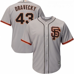 Youth Majestic San Francisco Giants 43 Dave Dravecky Replica Grey Road 2 Cool Base MLB Jersey