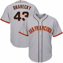 Youth Majestic San Francisco Giants 43 Dave Dravecky Replica Grey Road Cool Base MLB Jersey