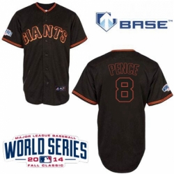 Youth Majestic San Francisco Giants 8 Hunter Pence Authentic Black Cool Base 2014 World Series Patch MLB Jersey