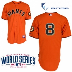 Youth Majestic San Francisco Giants 8 Hunter Pence Authentic Orange Alternate Cool Base 2014 World Series Patch MLB Jersey