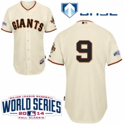 Youth Majestic San Francisco Giants 9 Brandon Belt Authentic Cream Home Cool Base 2014 World Series Patch MLB Jersey
