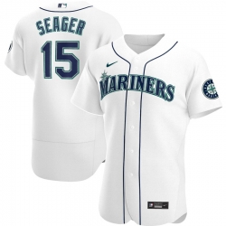 Men Seattle Mariners 15 Kyle Seager Men Nike White Home 2020 Flex Base Player MLB Jersey