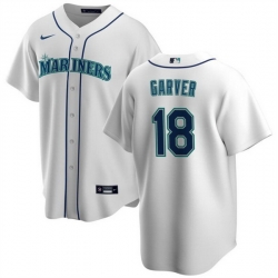 Men Seattle Mariners 18 Mitch Garver White Cool Base Stitched Jersey