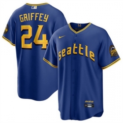 Men Seattle Mariners 24 Ken Griffey Jr  Royal 2023 City Connect Cool Base Stitched Baseball Jersey
