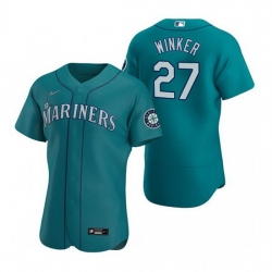Men Seattle Mariners 27 Jesse Winker Aqua Flex Base Stitched jersey