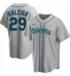 Men Seattle Mariners 29 Cal Raleigh Grey Cool Base Stitched Jersey