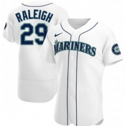 Men Seattle Mariners 29 Cal Raleigh White Flex Base Stitched Jersey