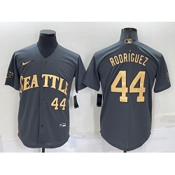 Men Seattle Mariners 44 Julio Rodriguez Number Grey 2022 All Star Stitched Cool Base Nike Jersey