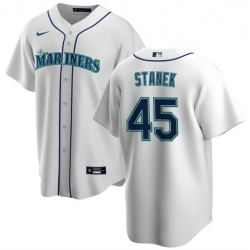 Men Seattle Mariners 45 Ryne Stanek White Cool Base Stitched Jersey